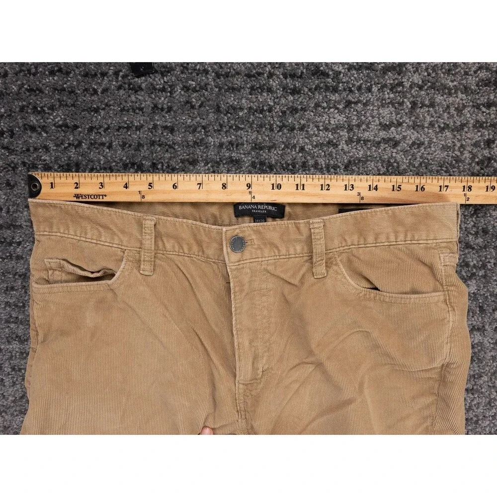 J Crew Pants Mens 34x30 Actual 35x30 Brown Slim Fit Traveler Stretch Corduroy